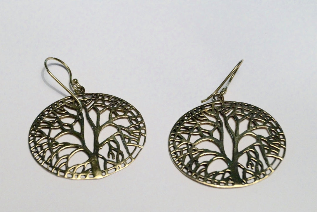 Tree of Life Earrings — Brass