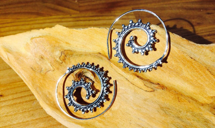 Delicate Curl Spiral Hoops — Silver-Plated Brass