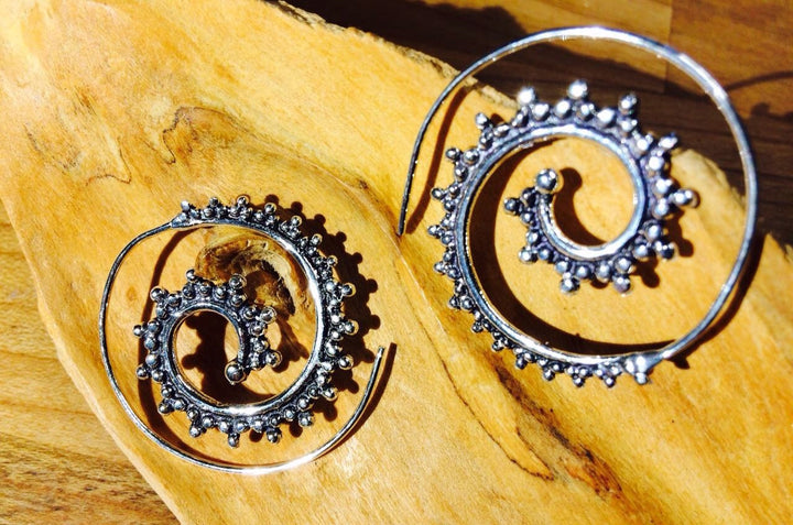 Delicate Curl Spiral Hoops — Silver-Plated Brass