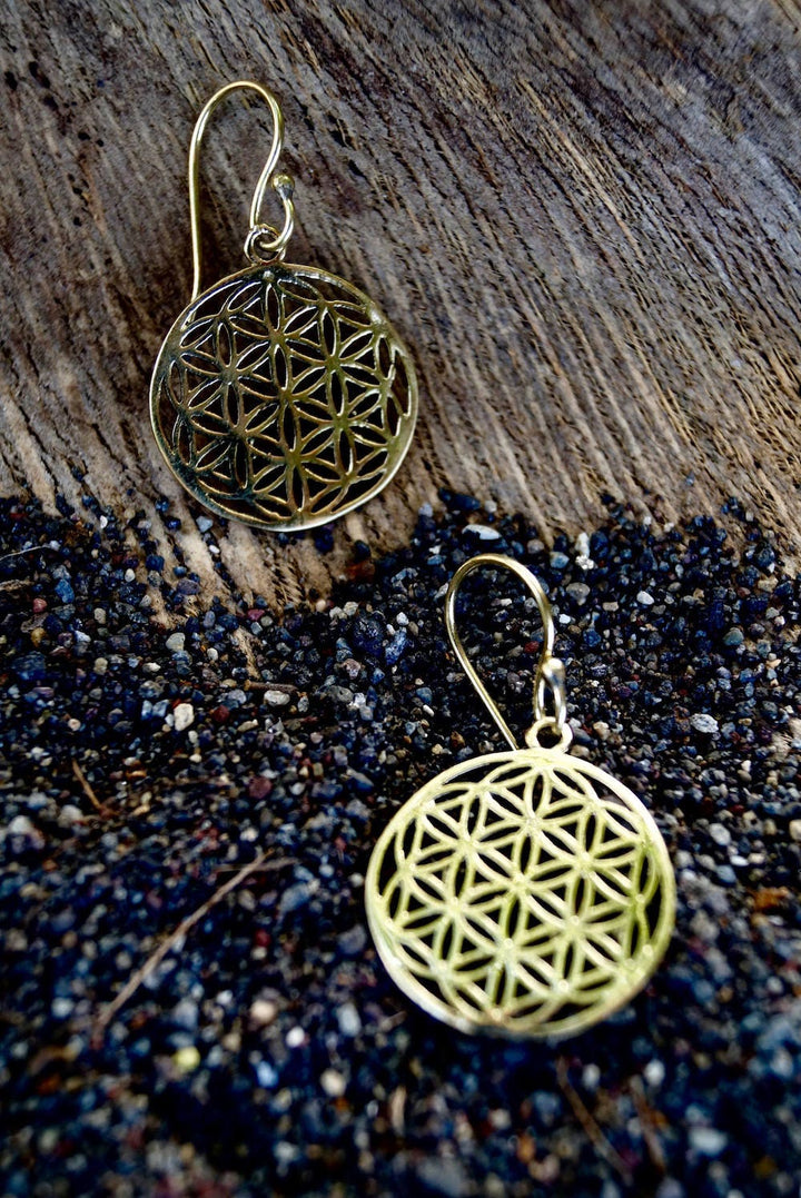 Flower of Life Earrings — Brass
