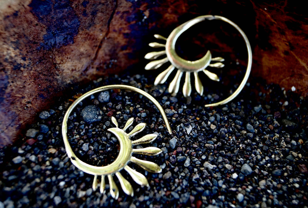 Early Blossom Spiral Hoops — Brass