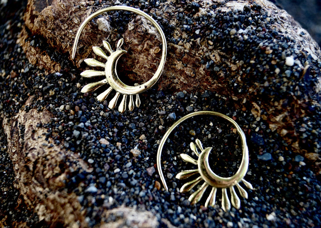 Early Blossom Spiral Hoops — Brass