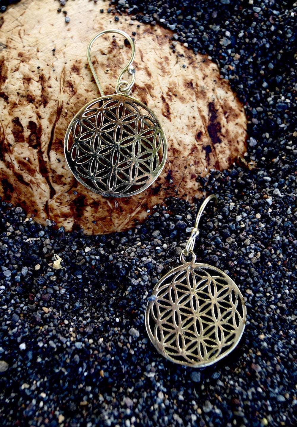 Flower of Life Earrings — Brass