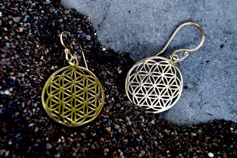 Flower of Life Earrings — Brass