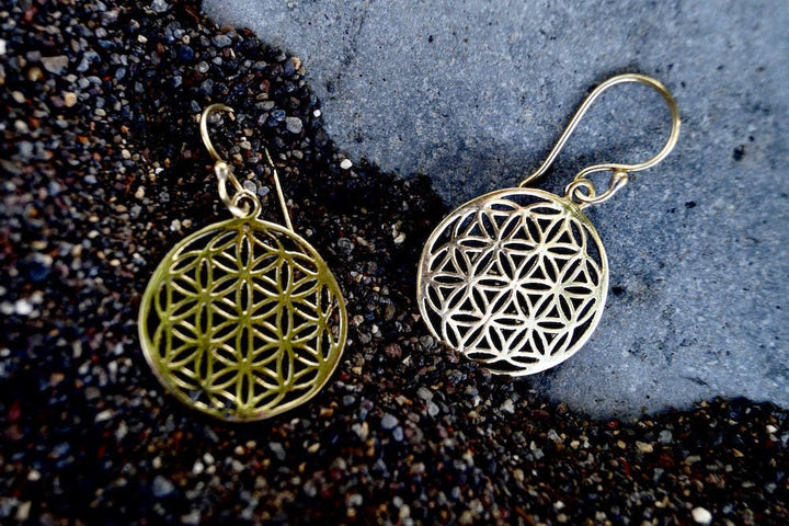 Flower of Life Earrings — Brass