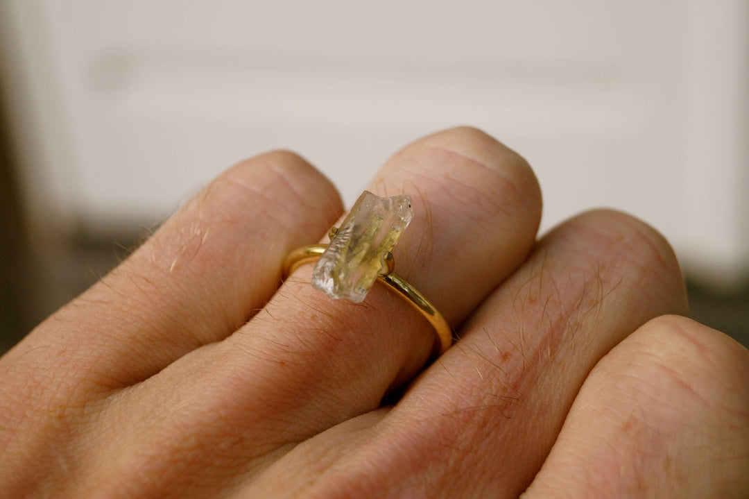 Raw Quartz Adjustable Ring, Natural Himalayan Crystal, or — 925 Silver or Brass