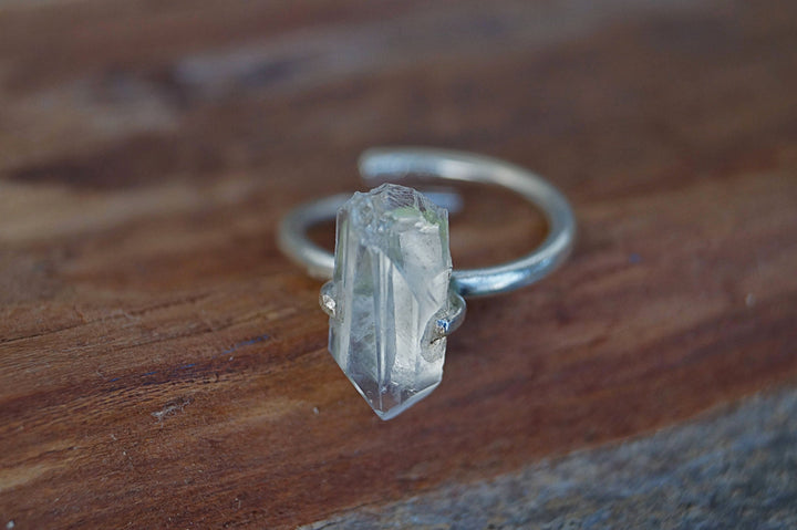 Raw Quartz Adjustable Ring, Natural Himalayan Crystal, or — 925 Silver or Brass
