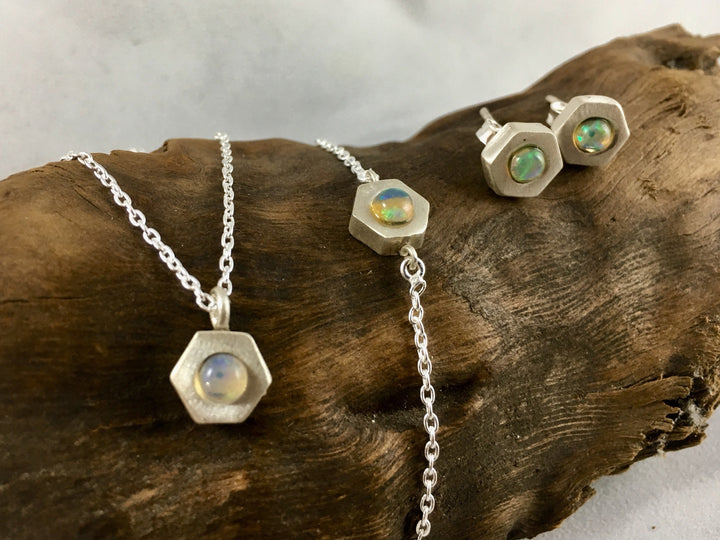Bracelet with Hexagon Geometric with Opal