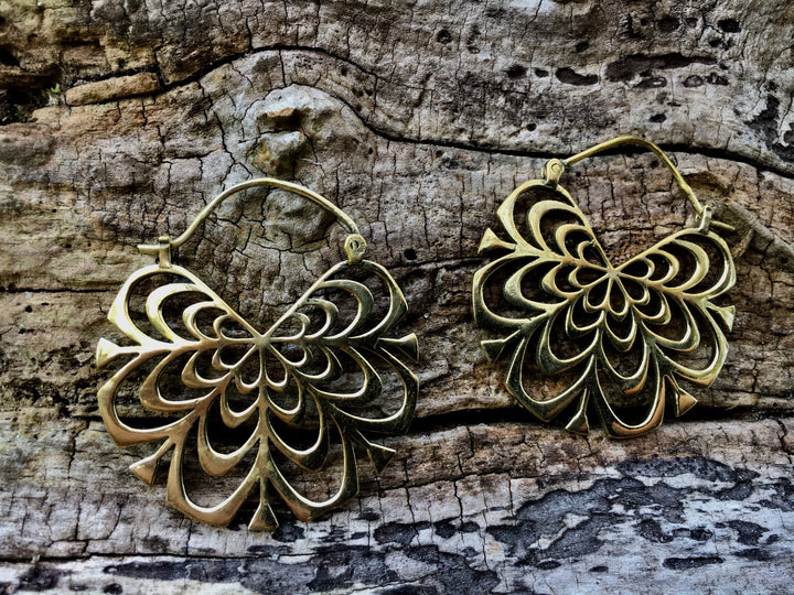 Boho Mandala Hoop Earrings — Silver-Plated Brass