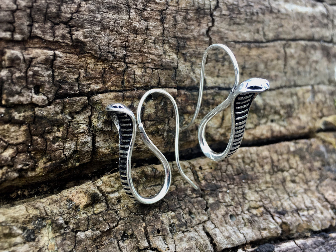 King Cobra Earrings — Silver-Plated Brass