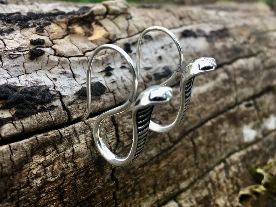 King Cobra Earrings — Silver-Plated Brass