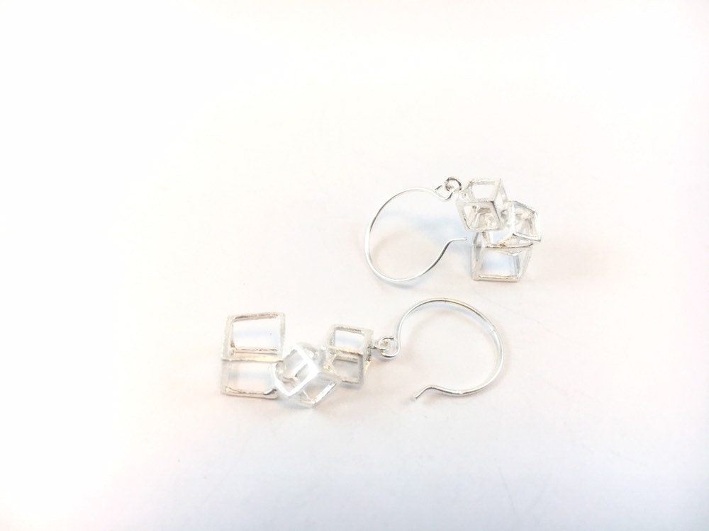 Interlocked Cube Earrings — 925 Silver