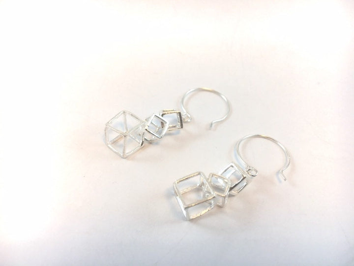 Interlocked Cube Earrings — 925 Silver