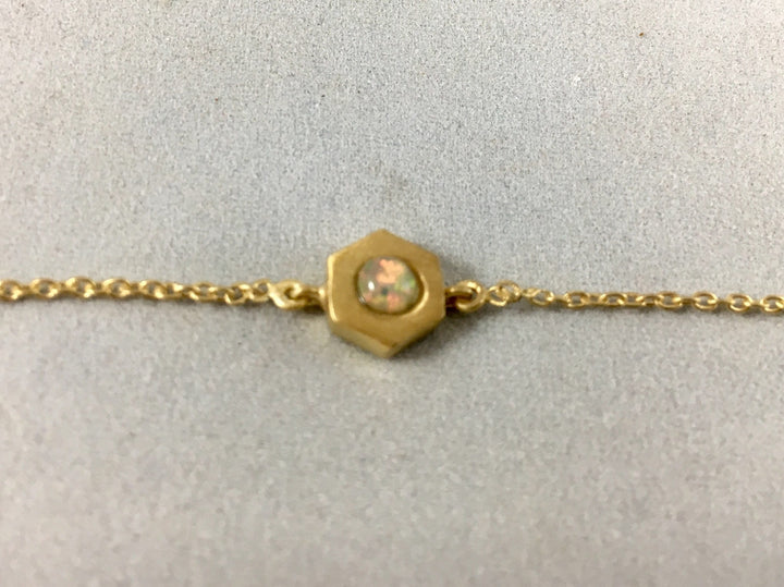 Bracelet with Hexagon Geometric with Opal