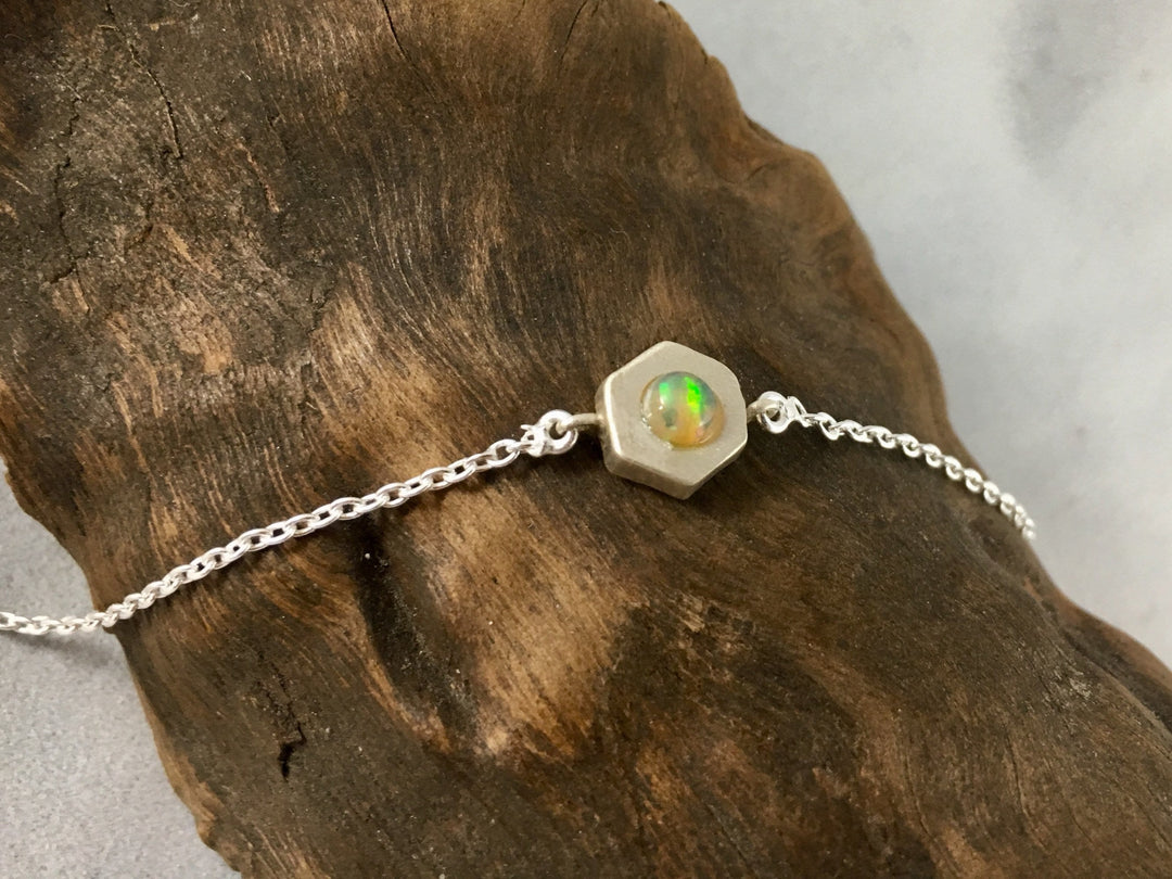 Bracelet with Hexagon Geometric with Opal
