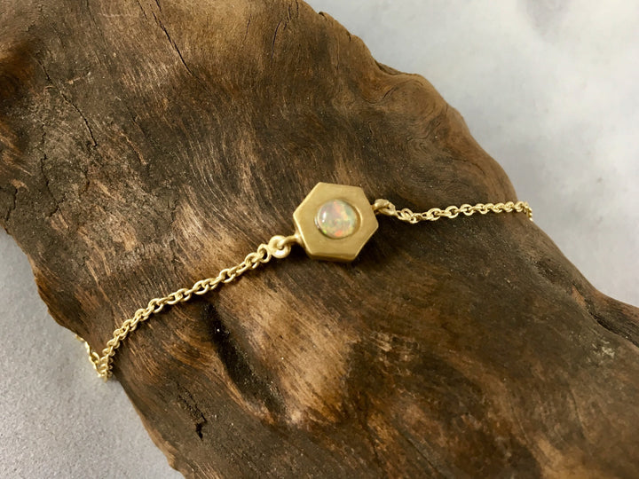 Bracelet with Hexagon Geometric with Opal