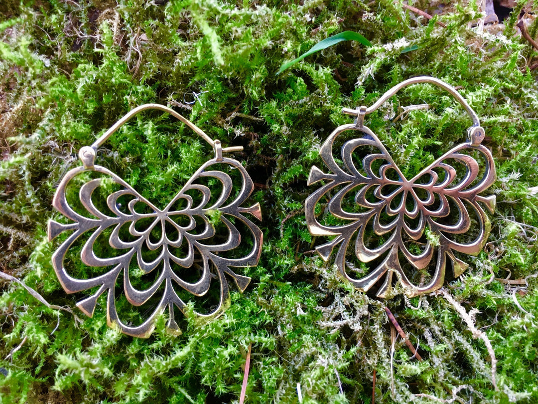 Boho Mandala Hoop Earrings — Silver-Plated Brass