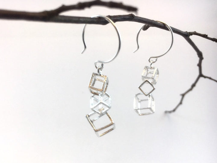 Interlocked Cube Earrings — 925 Silver