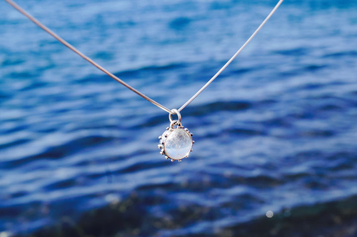 Himalayan Crystal Ball Pendant, Brutalist Quartz Pendant — 925 Silver