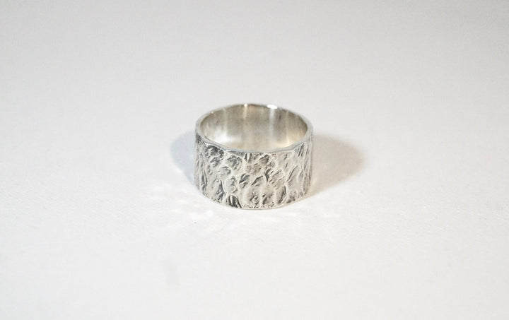 Thick Hammered Brutalist Ring — 925 Silver