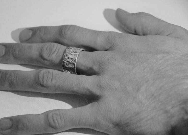 Thick Hammered Brutalist Ring — 925 Silver