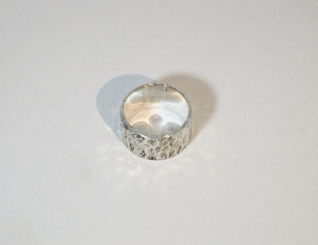 Thick Hammered Brutalist Ring — 925 Silver