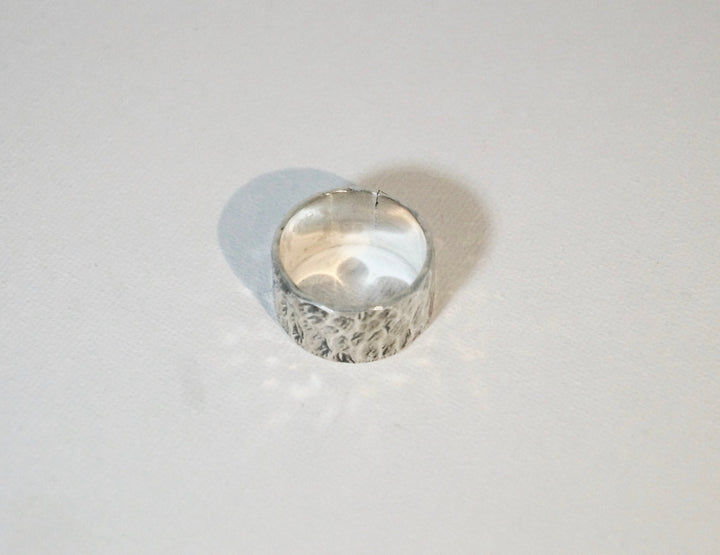 Thick Hammered Brutalist Ring — 925 Silver