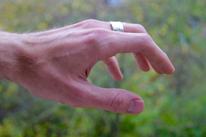 Thick Hammered Brutalist Ring — 925 Silver