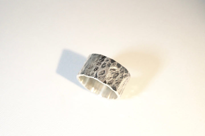 Thick Hammered Brutalist Ring — 925 Silver