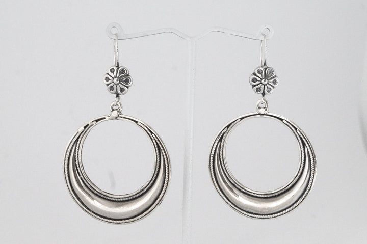 Classic Tribal Boho Hoop Earrings — 925 Silver
