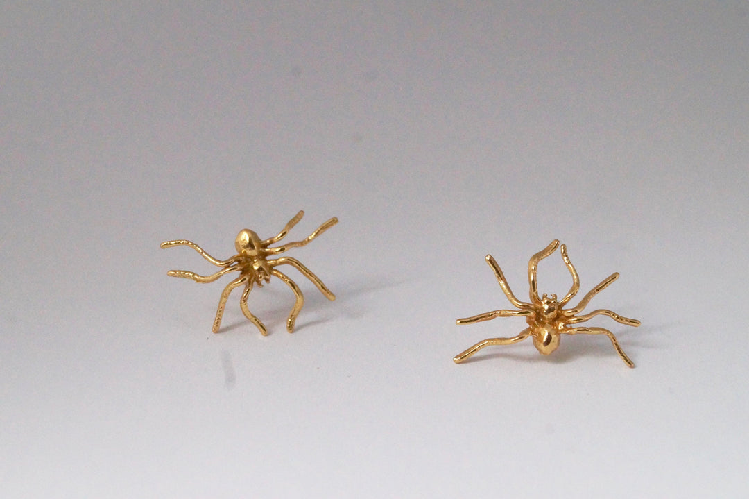 Spider Stud Earrings /, Golden Spider Earrings — 18k Gold Plated