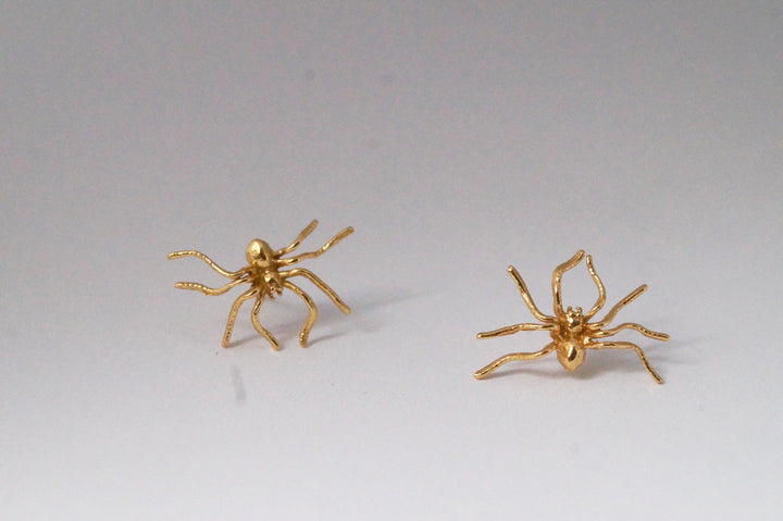 Spider Stud Earrings /, Golden Spider Earrings — 18k Gold Plated