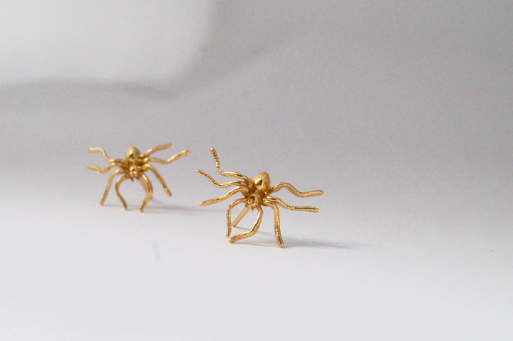 Spider Stud Earrings /, Golden Spider Earrings — 18k Gold Plated