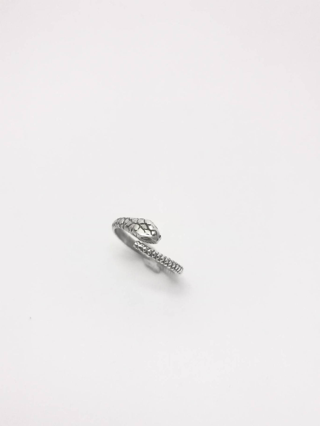 Detailed Adjustable Snake Ring — 925 Silver