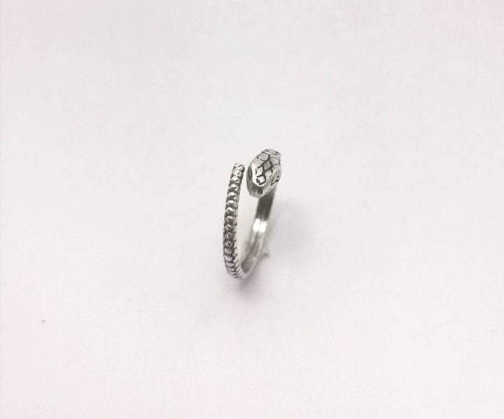 Detailed Adjustable Snake Ring — 925 Silver