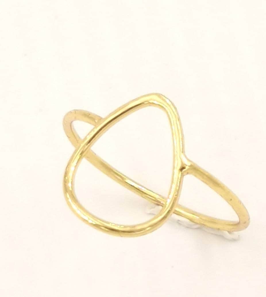 Thin Open Drop Geometrical Ring — 18k Gold Plated