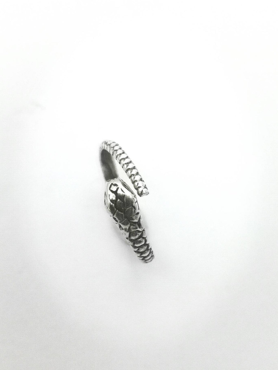 Detailed Adjustable Snake Ring — 925 Silver