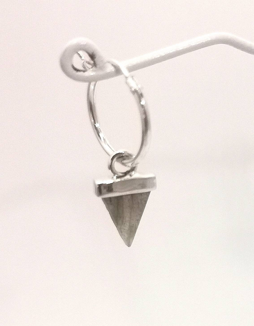 Hoop Earrings with Triangular Gemstone Dangle — 925 Silver