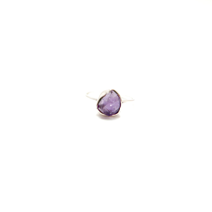 Simple Raw Stone Ring 925 Silver