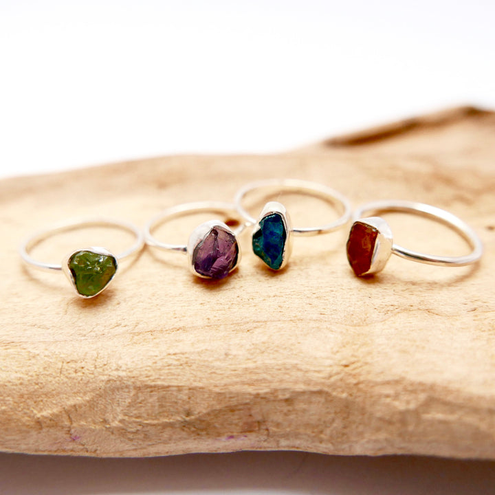 Simple Raw Stone Ring 925 Silver