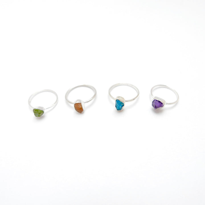 Simple Raw Stone Ring 925 Silver