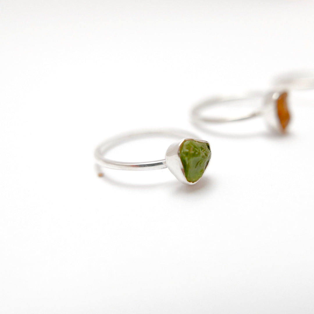 Simple Raw Stone Ring 925 Silver
