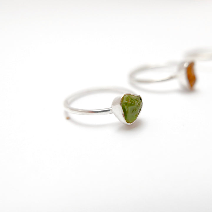 Simple Raw Stone Ring 925 Silver