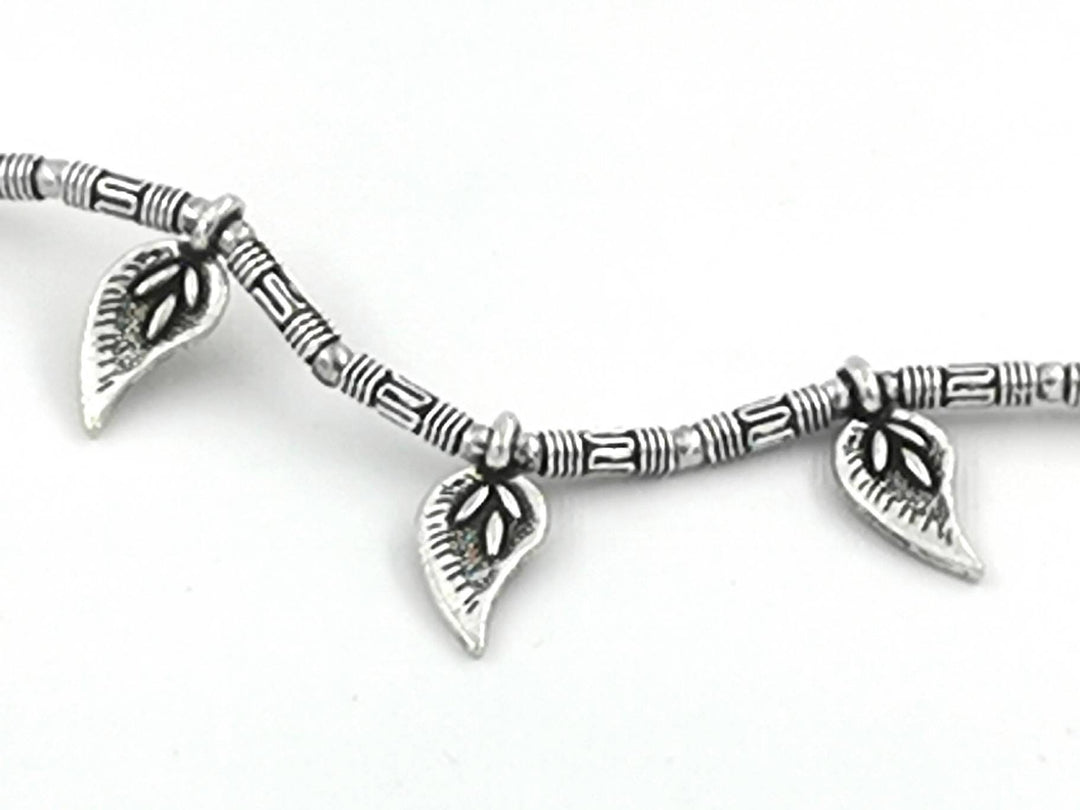 Silver Plated Anklet with Leaf Charms