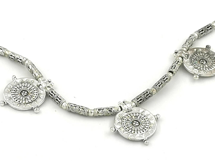 Silver Plated Boho Anklet with Tribal Coin Beads