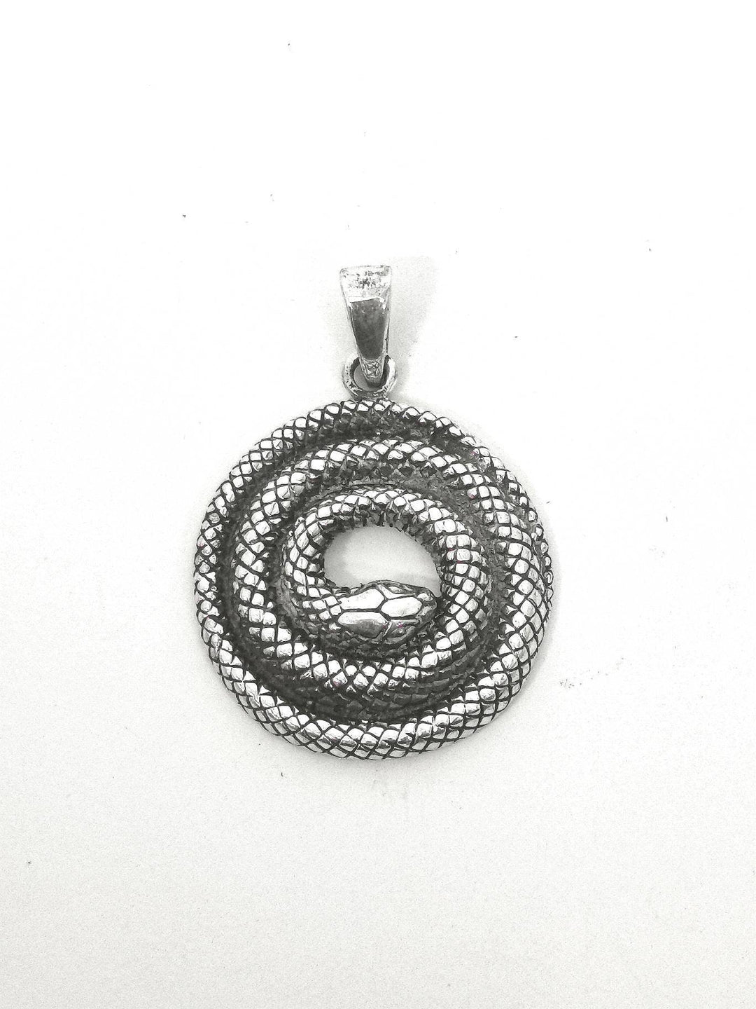 Curled Snake Pendant — 925 Silver