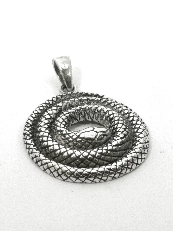 Curled Snake Pendant — 925 Silver
