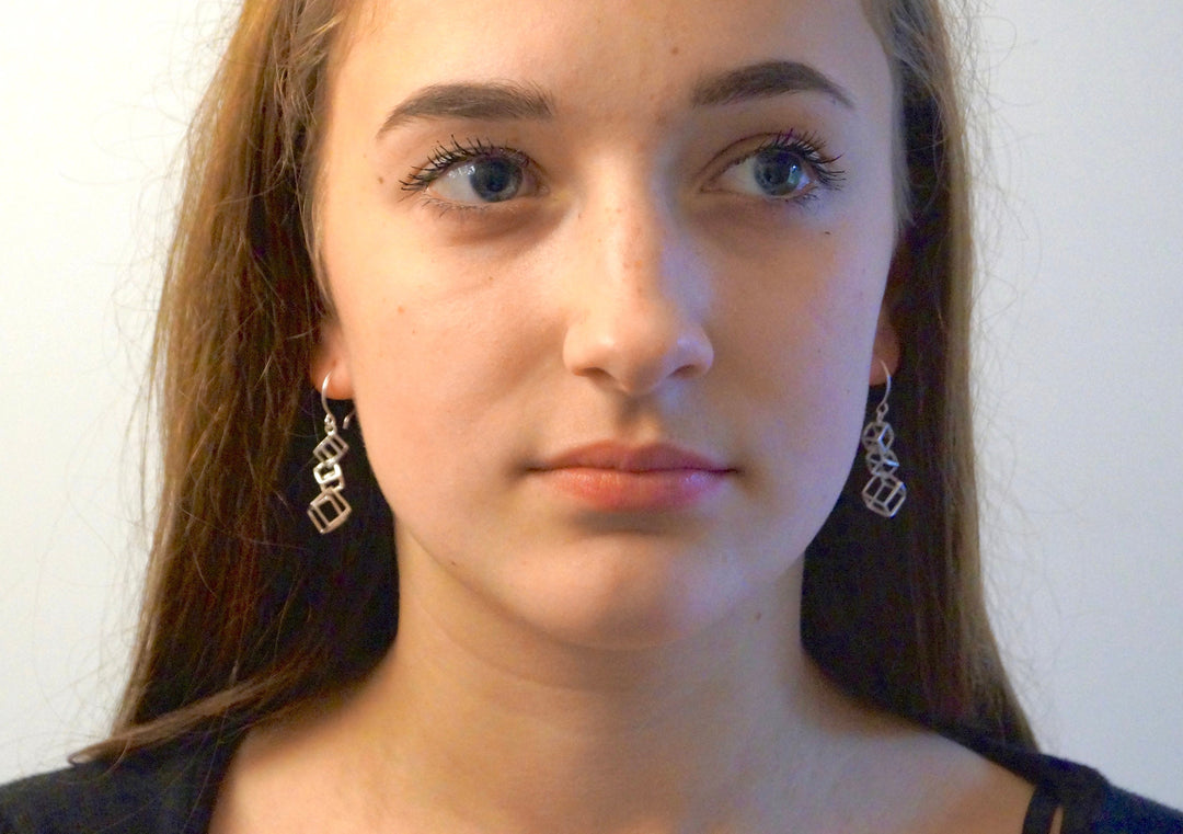 Interlocked Cube Earrings — 925 Silver