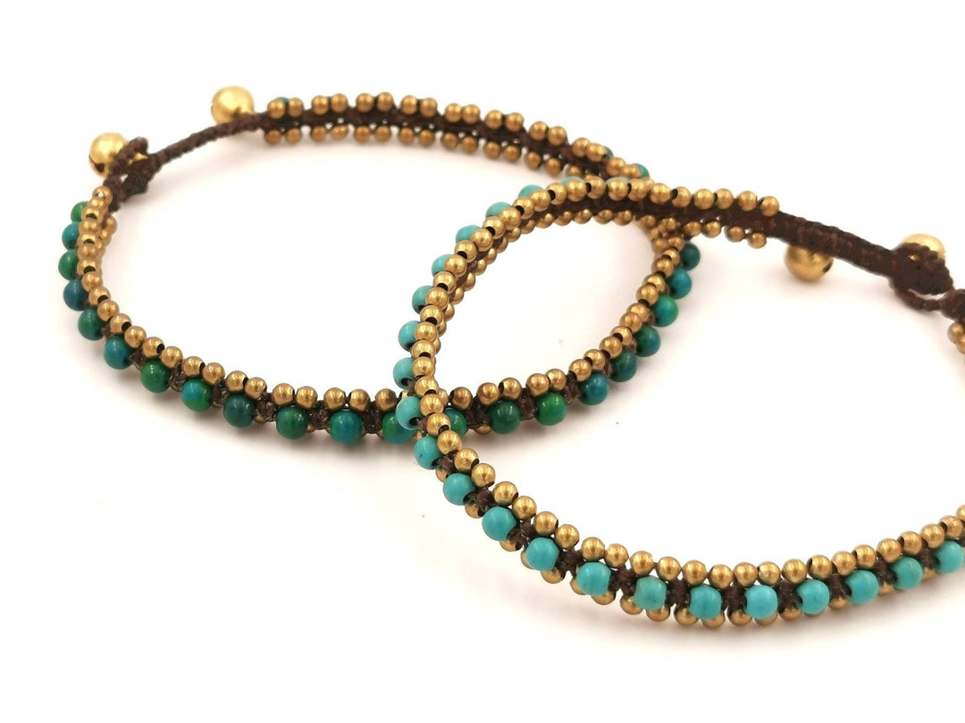 Brass Anklet with Stone Beads