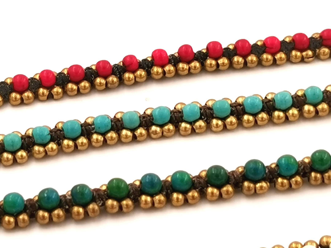 Brass Anklet with Stone Beads